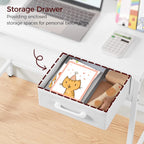 MAHANCRIS Kids Desk and Chair Set, Student Writing Desk, Kids Study Desk with Book Sorter and Fabric Drawer, Kids Wooden Study Table, for Study, Kids Room, Bedroom, White KDBW11901N1