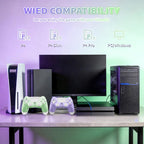 Puiseno Wireless Controller for PS-4, Dual Vibration Game Joystick/Motion Sensing/Touchpad/Speaker/3.5mm Audio Jack Headphone, Upgraded Six-Axis Sensor, Compatible with PS4/Slim/Pro Console/PC (green+purple)