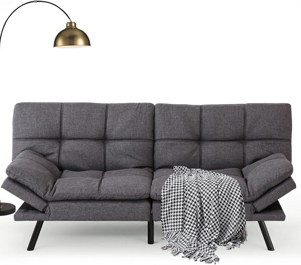 Opoiar Futon Sofa Bed Convertible Memory Foam Foldable Couch Modern Sleeper Loveseat with Adjustable Armrests&Backrests for Small Spaces Office Studio Apartment Dorm Game Room