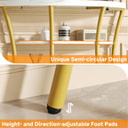 39.4" Console Table with Half Moon Wood Shelves, 3 Tier Modern Entryway Table with Curved Metal Frames, Narrow Sofa Couch Table for Hallway, Entrance, Living Room, Foyer, White Marble & Gold