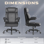 Office Chair-Executive High Back Breathable Comfy Desk Chair with Flip-up Armrests Lumbar Support-Ergonomic Leather Rolling Swivel Chair with Rock Function for Working,2 Pack