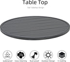 Metal 27.5" Small Outdoor Patio Round Dining Table with Black Slat Top | Black Slat Top, Black Frame, All Weather, No Umbrella Hole, 2 Person Use, Weather-Resistant