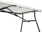 Amazon Basics Heavy Duty Portable Folding Table, 6 ft, Indoor & Outdoor, Fold-in-Half Design with Carrying Handle, White | Portable