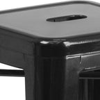 EMMA + OLIVER Commercial Grade 24" H Backless Black Metal Indoor-Outdoor Counter Height Stool