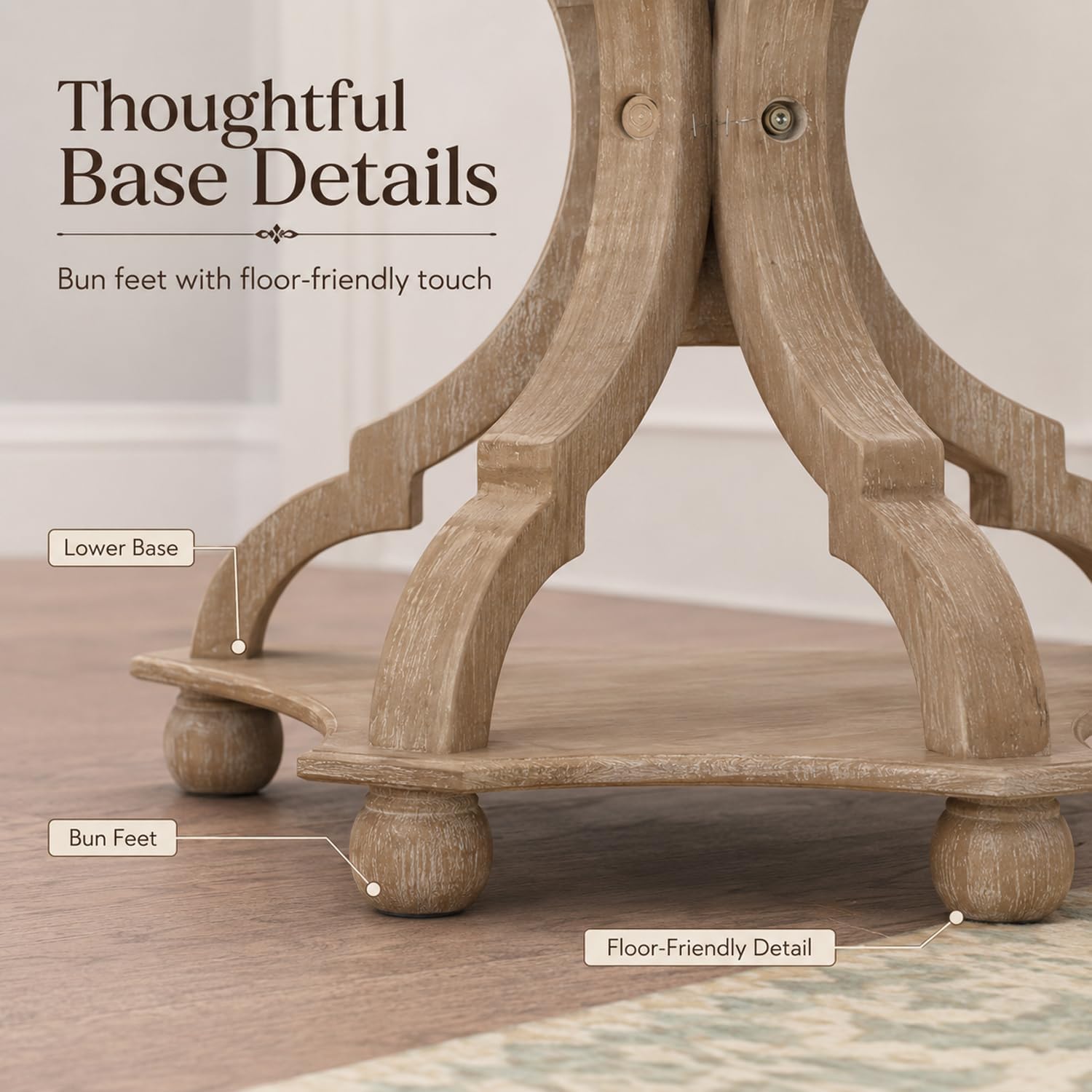 French Country Accent Table, Farmhouse Side Table (Natural B) | 19 Inch Fir Wood Piece with Lipped Rectangular Top, Hourglass Base for Living Room and Bedroom