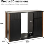 55.1" Coffee Bar Cabinet with Mini Fridge Space and Power Outlet, Modern Wine Bar Cabinet with Storage & Wine Rack, Large Buffet Sideboard Table for Kitchen, Dining Room, Living Room, Black
