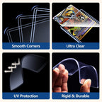 100 Penny Sleeves and 100 Top Loads, EDUDIIU 35PT Card Sleeves Hard Plastic, 3" x 4" Hard Card Protectors, Rigid Toploads for Yugioh, Baseball, Sports Cards