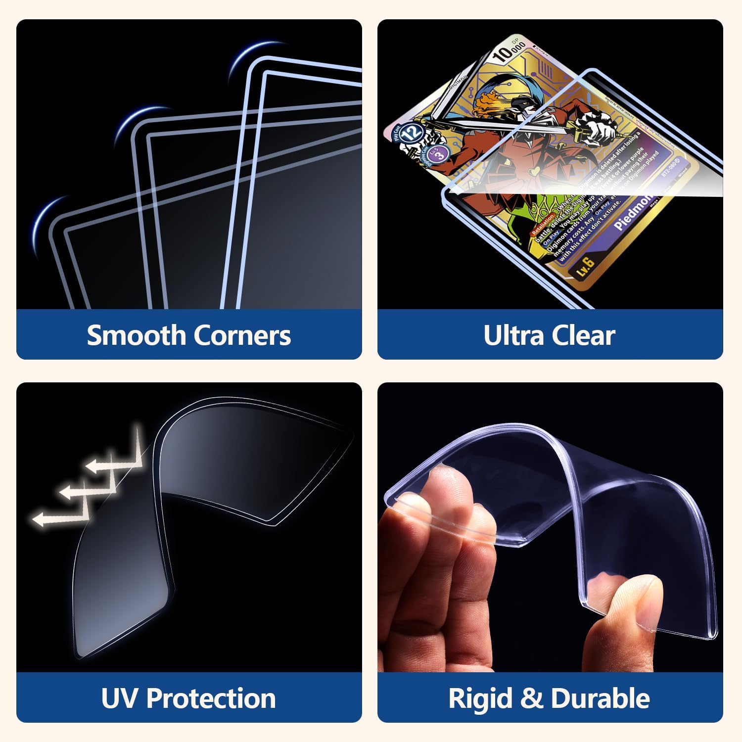 100 Penny Sleeves and 100 Top Loads, EDUDIIU 35PT Card Sleeves Hard Plastic, 3" x 4" Hard Card Protectors, Rigid Toploads for Yugioh, Baseball, Sports Cards