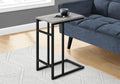 Accent Table, C Shaped, End, Side, Snack, Living Room, Bedroom, Grey Laminate, Black Metal, EN476