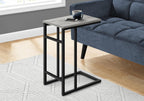 Accent Table, C Shaped, End, Side, Snack, Living Room, Bedroom, Grey Laminate, Black Metal, EN476