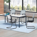 CLATINA Office Guest Chair with Adjustable Lumbar Support and Mesh Back Computer Chairs with Sled Base Desk Chair no Wheels for Reception Conference Room Waiting Guest Study Room Gray 1PK