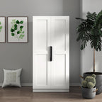 62.99" Freestanding Kitchen Pantry Cabinet, Multifunctional Storage Buffet with Shelves & Doors, Versatile Pantry Organizer for Kitchen, Dining Room or Living Room, Particle Board Construction, White