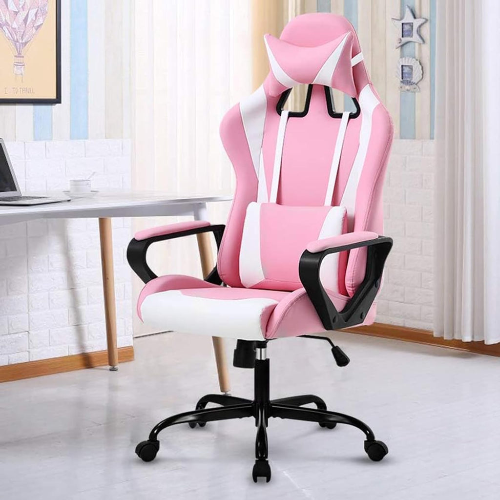 Gaming Chair 188 P, Modern Pink Ergonomic High Back PC Computer Gaming Chair with Lumbar Support, Adjustable Height, 360 Swivel, Executive Style, PU Leather, 300 lb Capacity