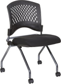 Office Star Deluxe Ventilated Plastic Wrap Around Back Folding Nesting Chair 2 Pack, Coal FreeFlex Fabric