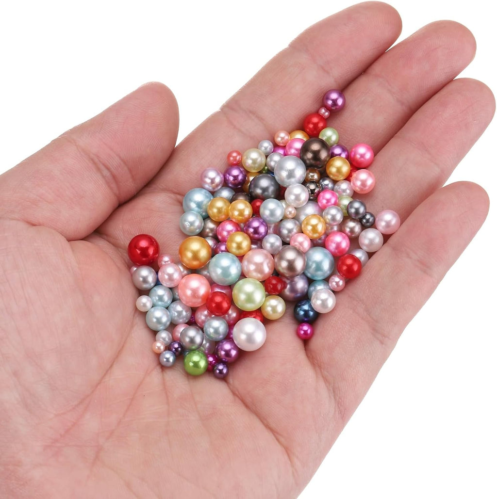 uxcell 800Pcs Faux Pearl for Crafting, 3-8mm No Hole ABS Round Pearls for Vase Fillers, Jewelry Making, Vase Filler, Cosmetic Boxes, DIY Parts, Table Scatter, Multicolor