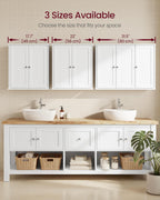 VASAGLE Siren Collection - Bathroom Wall Cabinet, Hanging Bathroom Storage Cabinet, for Medicines, Farmhouse, 2 Adjustable Shelves, 7.9 x 22 x 23.6 Inches, Cloud White UBBK330WB01S