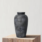 Rustic Vase, 11 inch Large Terracotta Flower Vase, Farmhouse Ceramic Pottery, Distressed Farmhouse Decor for Living Room, Shelf, Entryway, Room Decor, Black Bronze