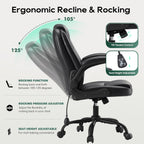 MALOL Leather Office Chair, Computer Desk Chair with Adjustable Lumbar Support, Thick Cushion, Flip-Up Arms and Ergonomic Back, Comfy Executive Office Chair for Home Office Gaming,Black