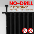 100% Blackout Room Divider Curtains Sets Black 2 Panels W100 x L84in No Drill Curtain Rods(H) 43-120×(W) 35-200 in for Studio Apartment Dorm Office