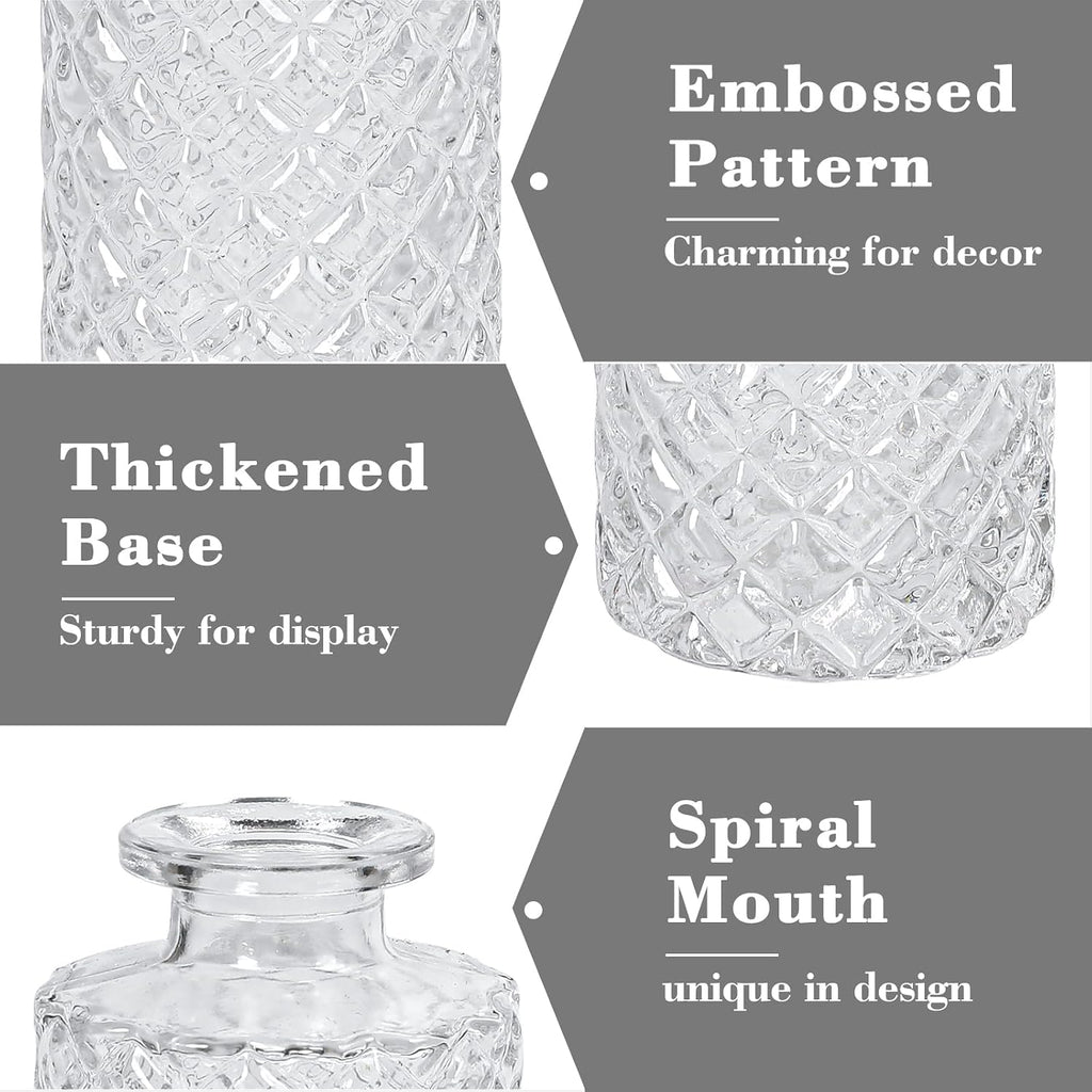 Clear Glass Bud Vase, 20 Pack Living Bud Vases, Small Diamond Bud Vases in Bulk, Mini Flowers Vases for Table Centerpiece, Office, Wedding Reception, Home Decor