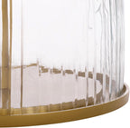 SAFAVIEH Home Collection – Kashi Clear Glass & White Marble Round Side Table, Modern Pedestal Accent Table, Fully Assembled (ACC3217A)