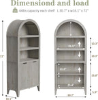 blini 70" Tall Arched Cabinet, Wooden Kitchen Pantry Arched Cabinet with Fluted Doors Versatile Kitchen Hutch Storage Organizer for Dining Room