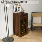 WERSMT 6-Tier Wine Rack Freestanding Floor with 2 Drawers, 24 Bottles Wood Wine Rack Counter for Small Space, Farmhouse Stackable Modular Wine Bottle Holder Rack, Walnut