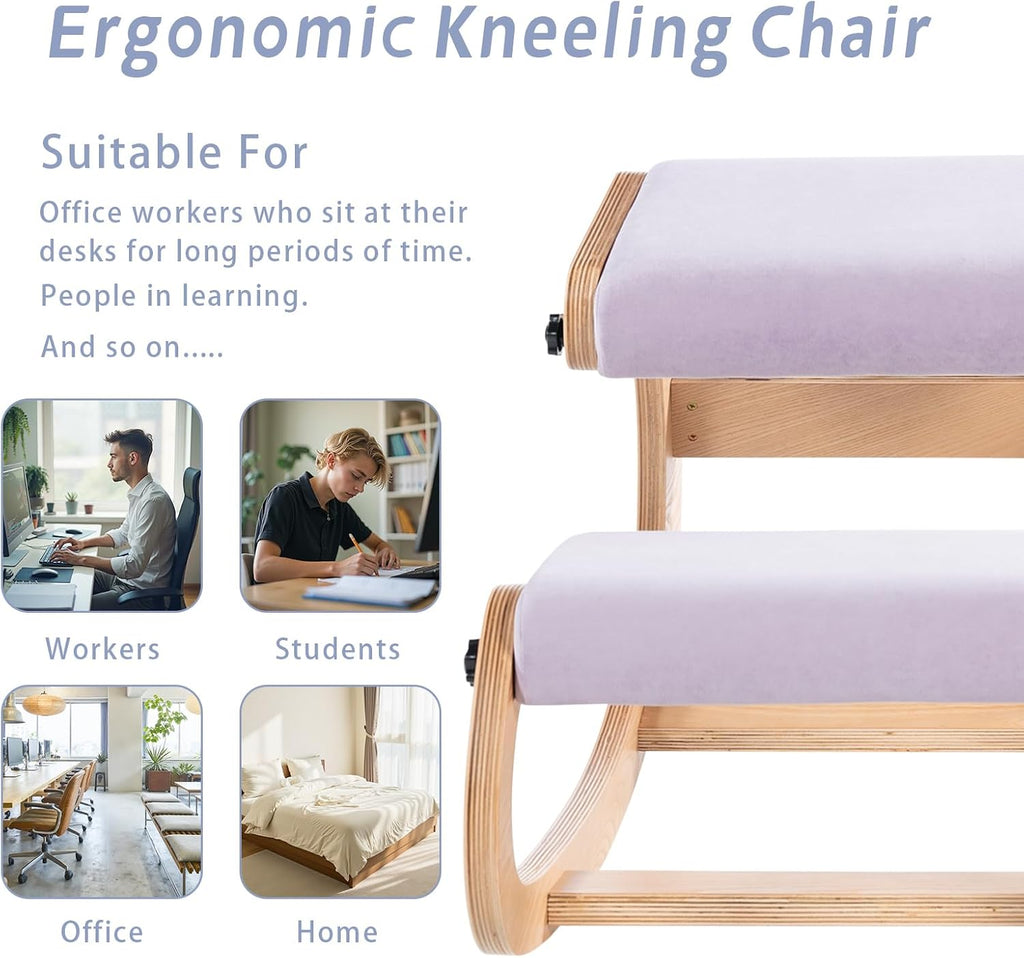 VDNEND Knee Chair Ergonomic for Office,Rocking Kneeling Chair Desk,Adjustable Posture Chairs for Relieve Neck or Back Pain,Balance Chairs for Work,Meditation,Home,Gifts for Men,Women,Her,Him