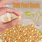 140pcs Gold Pearl Beads for Vase Filler Makeup Brushes Holder Assorted Round Faux Pearl Beads for Home Wedding Decor 10/14mm