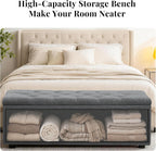 43" Ottoman with Storage and Sturdy Metal Frame, Tufted Upholstered Storage Bench, Modern Footboard Hideaway Chest with Removable Lid and Footrest for Living Room, Entryway (Dark Gray)