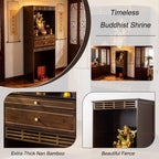Altar Table, Freestanding Bamboo Storage Cabinet with Drawers, Floor-Standing Wooden Display Table with Shelves, for Living Rooms, Shrines, Temples(Brown,38 * 37 * 172cm/15 * 14.6 * 67.7in)