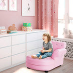 GLACER Kids Sofa, Pink Toddler Couch Princess Sofa with PVC Leather and Embedded Crystal, Upholstered Children Chaise Lounge, Baby Sofa Chair Children Armchair for Girls