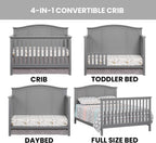 Oxford Baby Emerson 4-in-1 Convertible Baby Crib, Dove Gray, GreenGuard Gold Certified