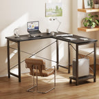 DUMOS L Shaped Desk, Computer Gaming Desks Corner Office Table with CPU Shelf for Home Study Writing Work Station 50 Inch, Sturdy Modern Design, Ideal for PC Setup, Study, and Home Office Use, Black