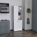 Riner 67" Tall Slim Pantry Organizer with 8 Shelves, 2 Doors & Modern Style - White