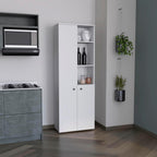 Riner 67" Tall Slim Pantry Organizer with 8 Shelves, 2 Doors & Modern Style - White