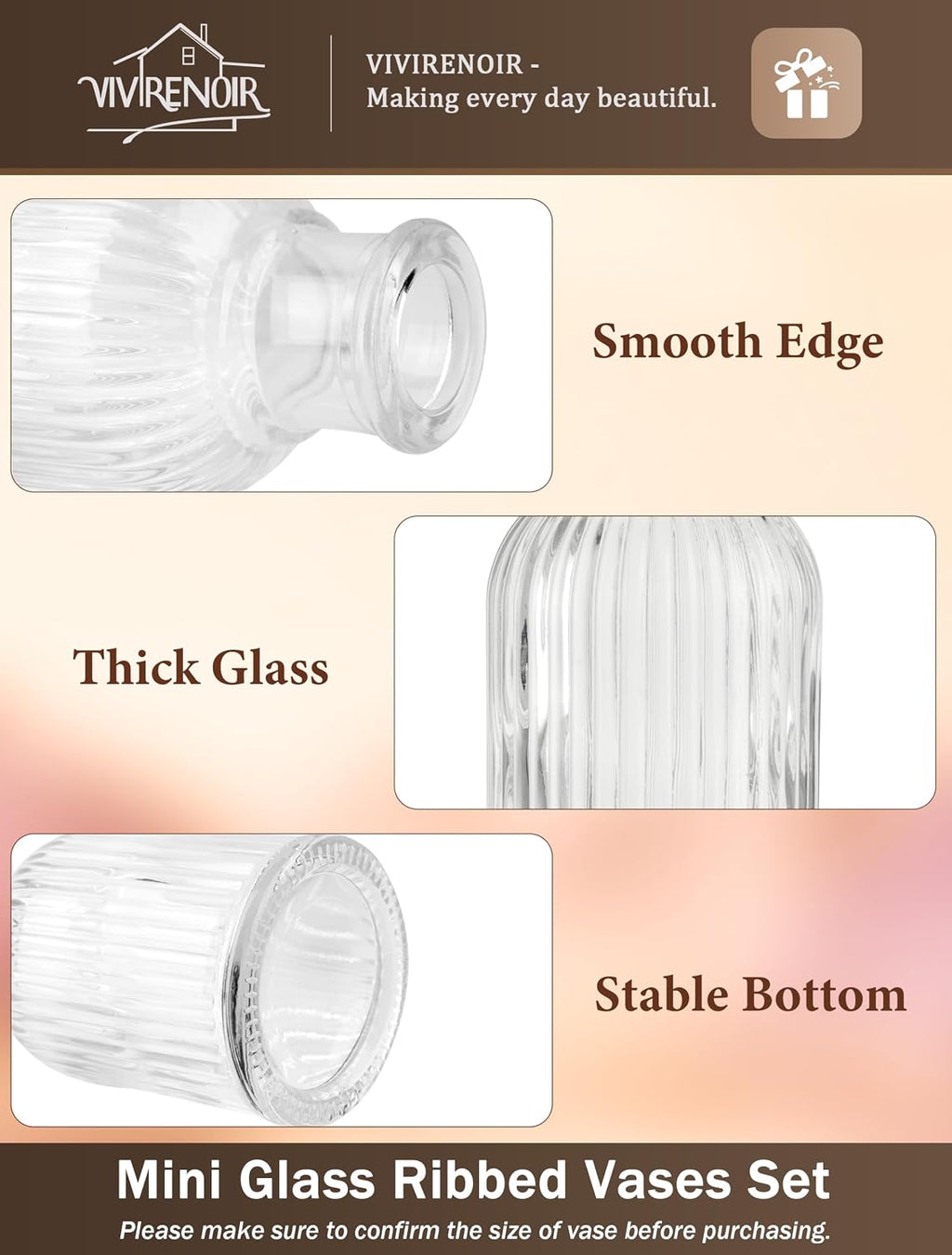 Glass Bud Vases Set of 24, Small Flower Vase in Bulk, Clear Mini Ribbed VaseS for Centerpieces, Modern Wedding Reception Table Decorations