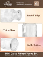 Glass Bud Vases Set of 24, Small Flower Vase in Bulk, Clear Mini Ribbed VaseS for Centerpieces, Modern Wedding Reception Table Decorations