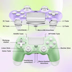Puiseno Wireless Controller for PS-4, Dual Vibration Game Joystick/Motion Sensing/Touchpad/Speaker/3.5mm Audio Jack Headphone, Upgraded Six-Axis Sensor, Compatible with PS4/Slim/Pro Console/PC (green+purple)