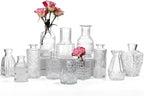 12 Pcs Glass Bud Vase Set, Small Glass Vases for Flowers, Mini Clear Bud Vases for Centerpieces, Wedding, Home, Office and Table Decoration, Clear
