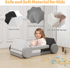 HedoAjim 12 PCS Modular Kids Play Block Couch Sofa Soft Child Toddler Building Fortplay Climbing Bedroom Playroom Baby Convertible Floor Foam Cushion for Boys & Girls (Tonal Gray)