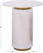 SAFAVIEH Home Collection – Kathony Cream Glass & White Marble Round Top Side Table, Fully Assembled (ACC3220A)
