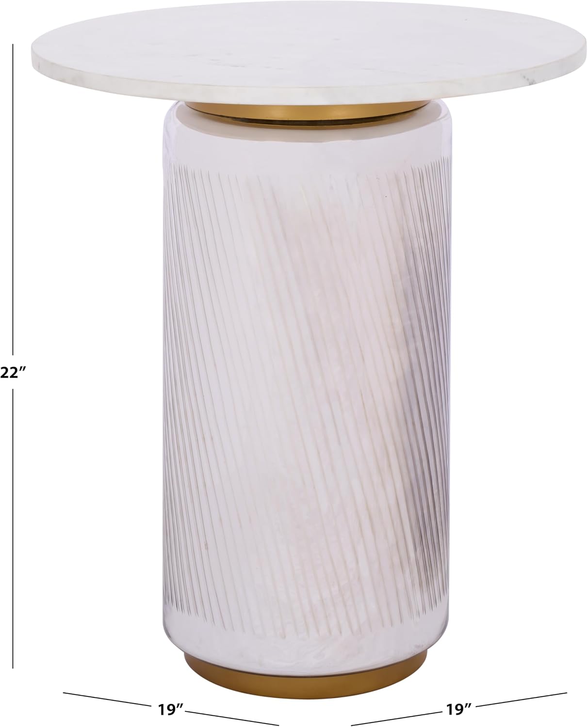 SAFAVIEH Home Collection – Kathony Cream Glass & White Marble Round Top Side Table, Fully Assembled (ACC3220A)