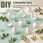 Hushee 8 Pcs Small White Ceramic Vase Fridge Magnets, 2.36 Inch Minimalist Nordic 3D Plant Magnets for Refrigerator, Modern Boho Cute Magnetic Mini Bud Decorative Vases for Kitchen Office Locker Decor
