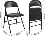Black Steel Double-Braced Folding Chair, Heavy Duty Metal Chair