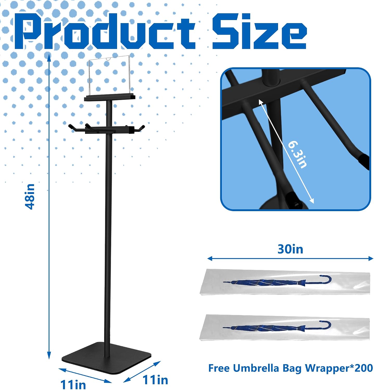 Montex Wet Umbrella Stand with Free 200 Plastic Umbrella Bags and Holder