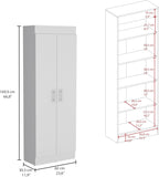 23.6" D*11.9" W*66.8" H Kitchen Pantry with 4 Shelves, Double Door, Rectangular Storage Cabinet, Modern Minimalist, for Living Room, Dining Room, White