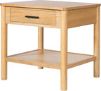 Christopher Knight Home Aurl Rectangular End Table, Wooden Side Table with Drawer, Nightstand with 1 Open Shelf Storage, Item Organize Desk, Sofa Side Tables for Living Room Bedroom, Natural