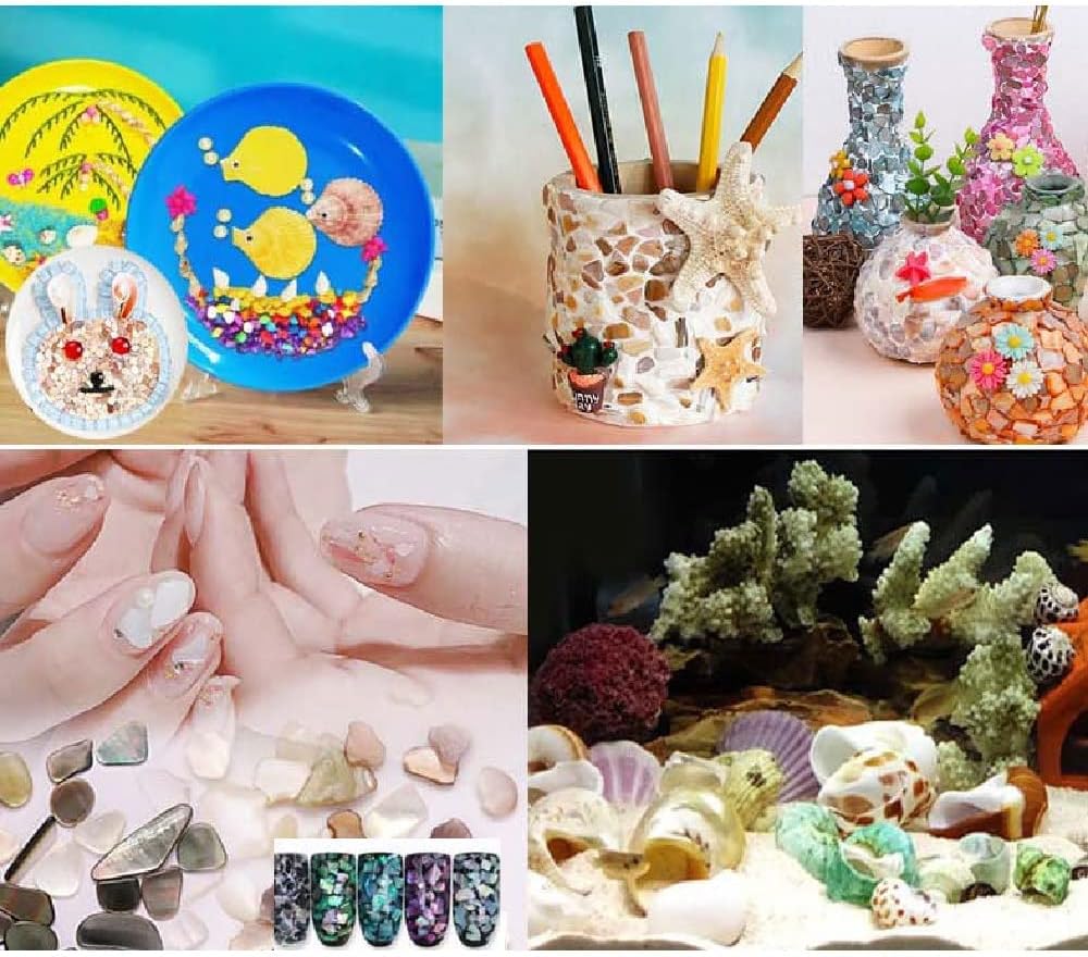 QICQDRAM Crushed Shells for Crafts 2 LBS(32OZ) Small Natural Crushed Shells Bulk, for Crafts DIY Beaching Wedding Decoration Vase Fillers