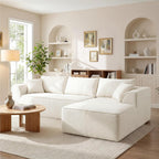 Vesgantti 106" Cloud Sectional Couch with Chaise, Deep Seat Modular Sectional Sofa Chenille Memory Foam Sofa Boneless Couches for Living Room Bedroom, No Assembly Required (Beige, Right-Facing Chaise)